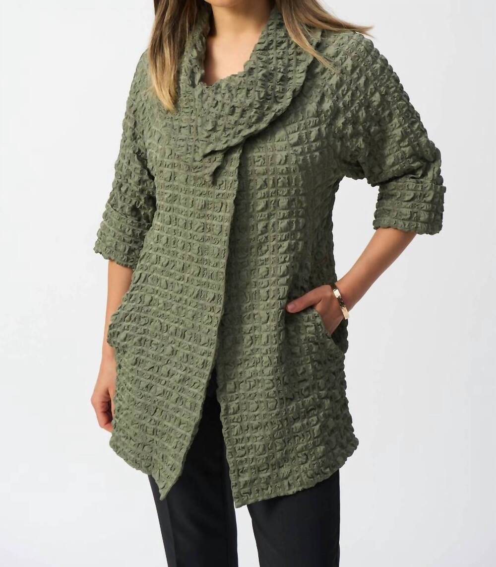 NEW JOSEPH RIBKOFF textured cowl neck jacket in cactus